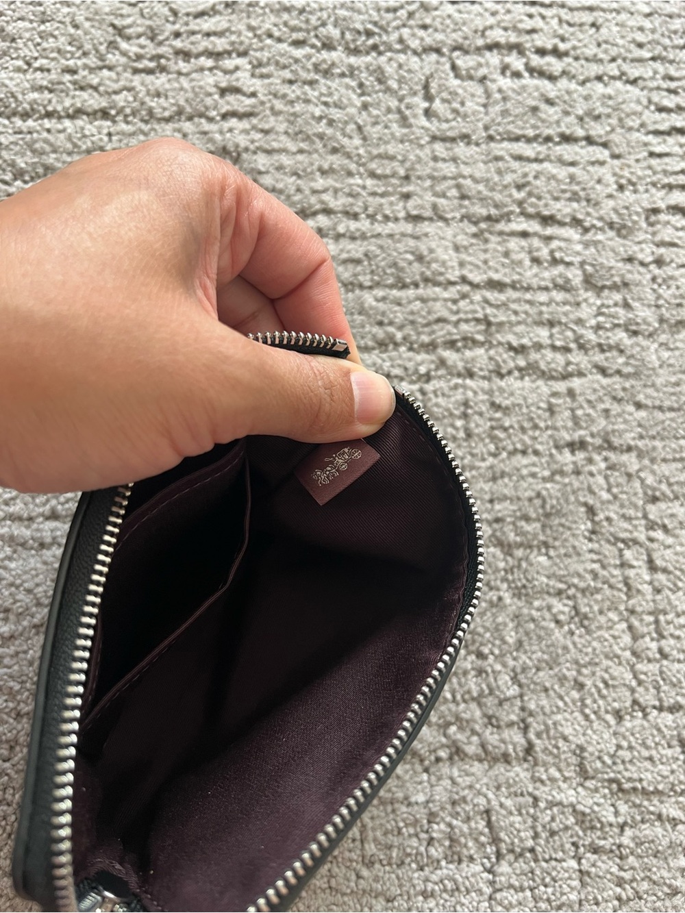 Coach Black Leather Star Print Corner Zip Wristlet - Picture 11 of 12